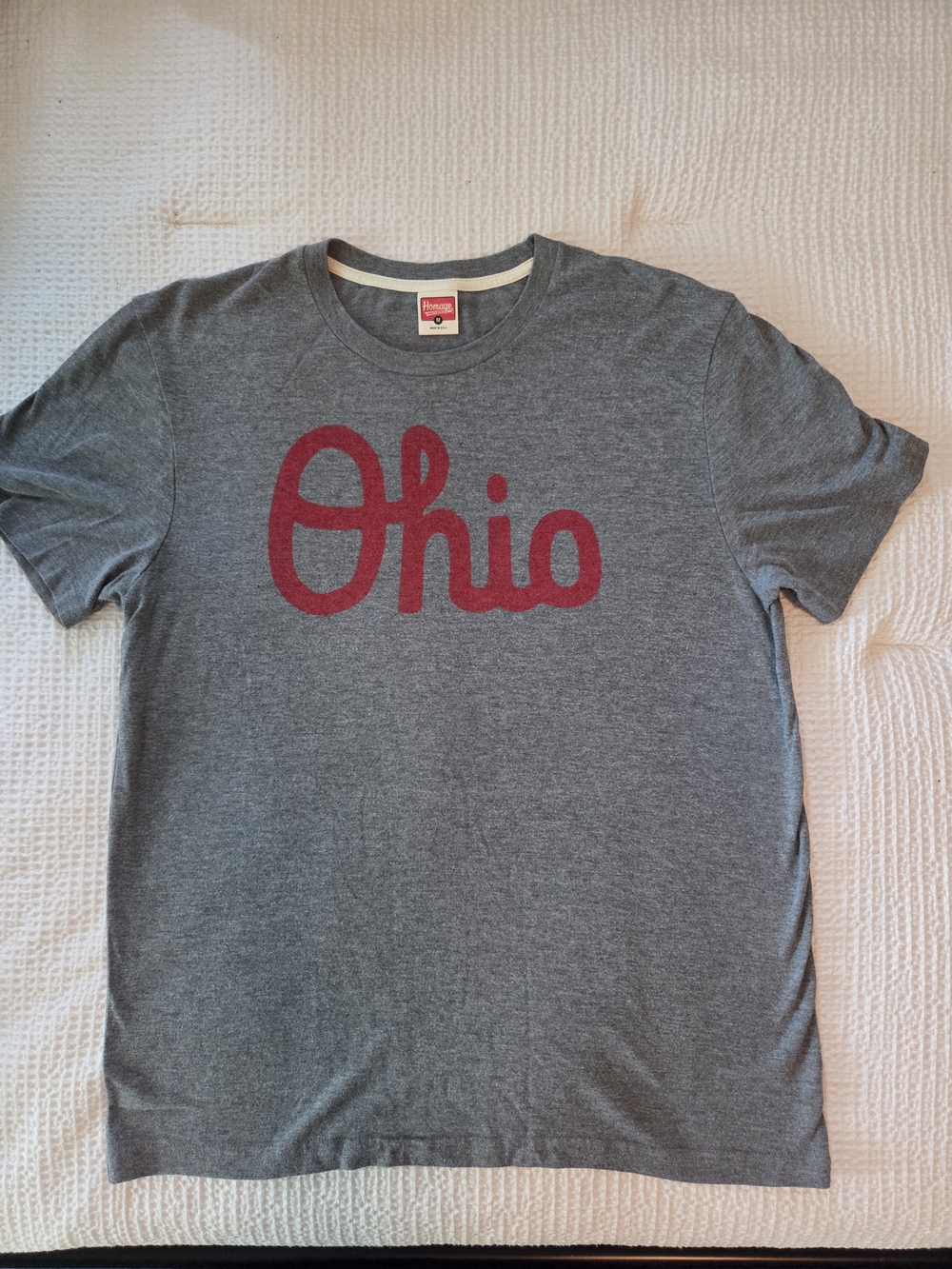 HOMAGE Heather Gray Tee with Red "Ohio" Script